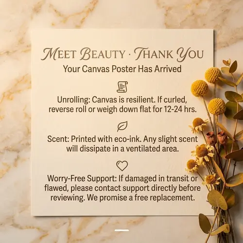 Elegant Canvas Art Care Instructions Card, Minimalist Greeting Cards, Thank You Insert for Office Stationery Packages, Card Design, Card Stock, Appreciation Cards, Compact And Practical,sohochic