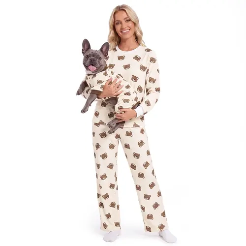 XPUDAC Women's 2 Piece Nightwear Pajama Sets - Dervon Fabric, Comfortable Breathable Relaxed Loungewear with Long Sleeves & Figure-Flattering Pocket Pants, Multiple Sizes (Owner & Pet Clothes Sold Separately) Sohochic Women's Clothes