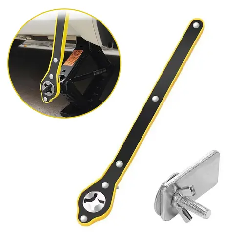 Ratchet Action Scissor Type Jack Wrench - Lift Speed Handle Tool for Auto Tire Changes, Travel Use with Cars and Motorcycles