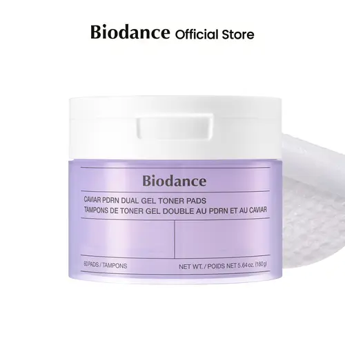 [Biodance Official] Caviar PDRN Dual Gel Toner Pads | Deep Resilience & Plumping, 24H Glass Skin Glow, Barrier Reset, Korean Skincare, Anti-Aging, Rejuvenating, Dual-Textured Toner Pads for All Skin Types | 60ea Facial Toner