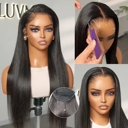 LUVME Lagos Hairline Silky Straight Glueless Wig 13x4 Frontal Pre-Cut HD Lace Natural Black Flexi-Fit Invisi Drawstring Cap SohoChic