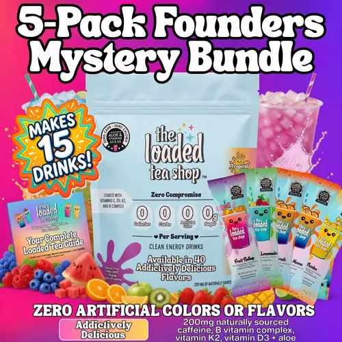 5 Pack, Founder’s Favorites Variety Pack, Zero Sugar, Zero Calories, 200mg Green Tea Caffeine, No Artificial Colors or Flavors, Powder Packets with B Vitamins
