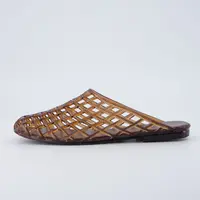 Cushionaire Lab Jelly Flats for Women | Closed Toe Slip On Lightweight Women's Mules with Woven Design and Cushioned Comfort