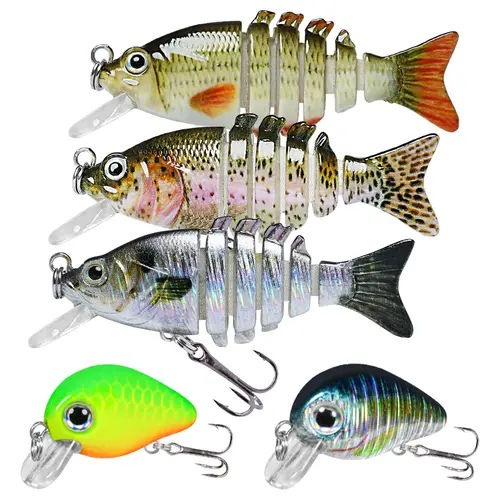 TRUSCEND 6-Segment Mini Swimbait Artificial Fishing Lure - 2in 1/16oz Lifelike Bait with Vibrating Rattle, BKK Hooks, Fish Attractants for Bass, Trout | Fishing Equipment, Roach, Flexible Body, Fresh/Saltwater, Mini Length, Realistic Eyes, 3D Realistic Lo