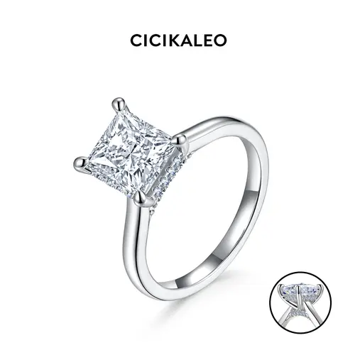 CICIKALEO 2CT Princess Cut Moissanite Rings for Women 18K Gold Plated Lab-Created Engagement Wedding Gift for Her R2 #Summervibes