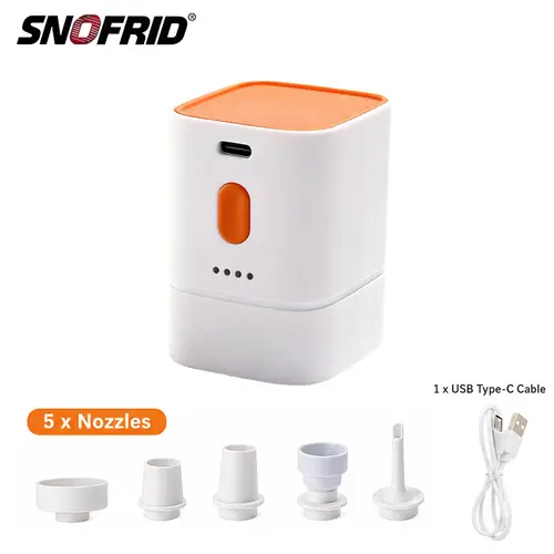 Snofrid Portable Mini Air Pump - Compact Camping Supplies, Fast Inflate & Deflate Hiking/Light Outdoor Gadget for Inflating Bed, Inflatable Pools to Boost Work Efficiency