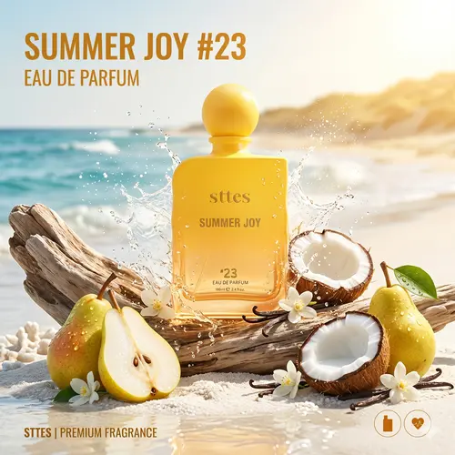 STTES Summer Joy #23 Eau De Parfum - Sweet Coconut, Vanilla & Pear Scent | Sun-Kissed Summer Fragrance for Women 100ml, Perfumes For Women, Women's Perfume,sohochic