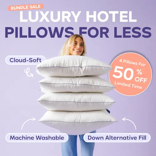 Mellow Sleep | 4-Pack | Hotel Pillow Waterproof & Stain-Resistant Cloud-Soft Hypoallergenic Machine Washable Best Pillow of 2025
