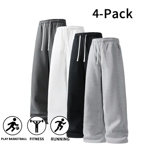 4 Pack Fall & Winter Styles Ultra Soft Wide Leg Sweatpants | Warm & Comfortable athletic pants for basketball, running, and gym (optional 4 pack and 2 pack)