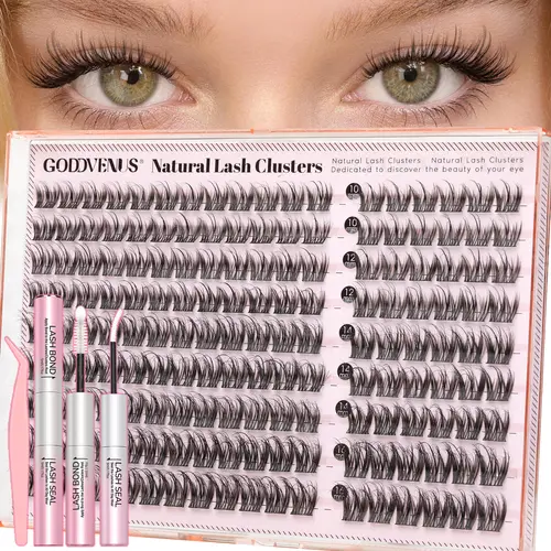 Goddvenus Classy Lash Clusters – Fine Wispy Base + Thicker Spiky Tips, D Curl Individual Lashes for Natural Hybrid Look, Fluffy False Eyelashes That Feel Like Korean Lash Lift, DIY Cluster Eyelash Extensions for Understated Chic Babes