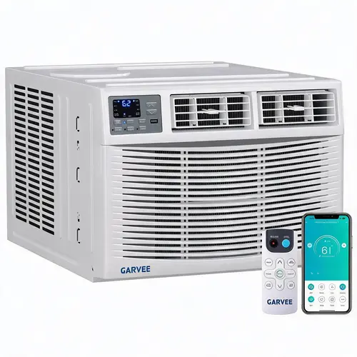 Garvee 4-in-1  8000 BTU Window Air Conditioner & Heater Combo & Dehumidifier & Fan – WiFi/App & Remote Control – Works with Alexa – Energy Efficient – For Rooms up to 350 Sq. Ft