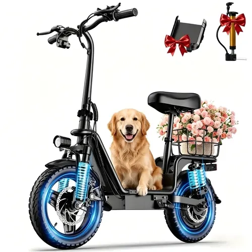 Foldable Commuting Motorized Scooter for Adults - 750W Rated, 1600W Peak Power, 14in Tires, 20MPH Top Speed, 42 mi Electric Range, 330LBS Max Load, Disc-Braked, Cargo/Pet Storage Basket, UL2272 Certified, High Performance Commute Scooter