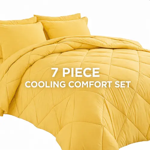 Cosybay 7-Piece Hypoallergenic Comforter Set - Queen/King/Full Size, Luxury Hotel Soft Wrinkle-Resistant 14" Deep Fit Bedding in a Bag (1 Flat Sheet, 1 Fitted Sheet, 2 Pillowcases, 2 Pillow Shams) - Kids Room Cozy Setup, Halloween Decoration,sohochic