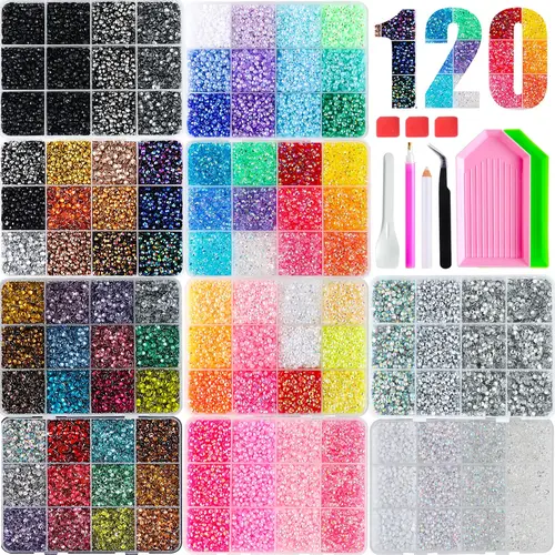 Rainbow Color Ab Rhinestone Set, DIY Craft Kit for Clothing, Cups, Shoes, Fabric, Nail Art, Nail Decoration, Rhinestones, Flatback Crystals, Diamond Painting, Christmas Halloween Birthday Gift for Women, Jelly Rhinestones, Bedazzling Kit, Bling Kit