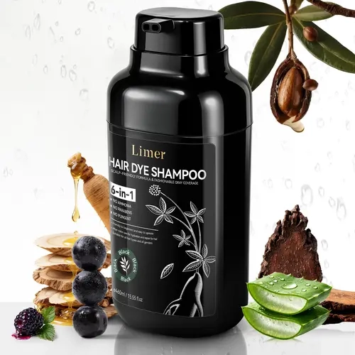 [Upgraded Packaging]Limer Multicolor Hair Dye Shampoo 6 in 1, Grey Coverage, Hair Color,sohochic