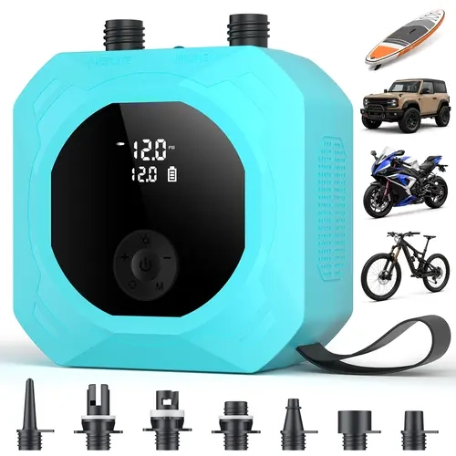 SHEKAR 50PSI Multi Powerful Electric Air Pump with Dual-Stage Fast Inflation & Deflation, Paddle Board Electric Pump, Rechargeable SUP Pump 12000mAh, Auto-Off Function for Stand-Up Paddle Boards, Car Tyres, Boats, Surfing Kites Tents, Kayaks