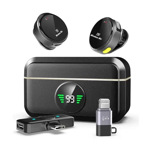 Portable Mini Wireless Lavalier Microphone for iPhone/Android Mobile Phones, Plug & Play Audio Device, Ultra-Clear Sound, Compact Rechargeable Mic for Hands-Free Recording, Content Creation