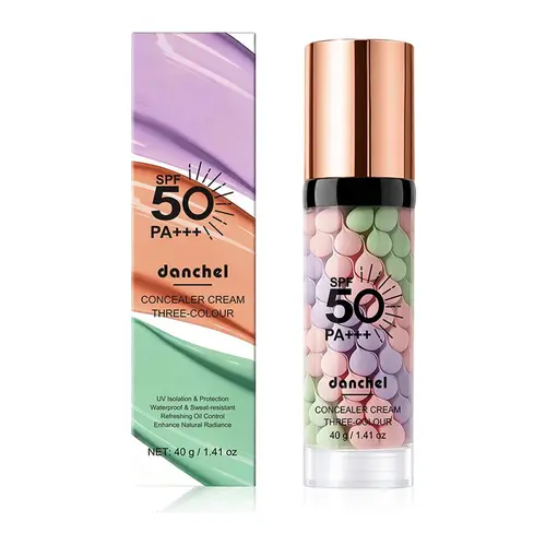3-in-1 Color Correcting Facial Serum, Moisturizing Primer, SPF 50 PA+++, Brightening Primer for an Even Skin Tone, Oil Control & Refreshing, Purple, Pink & Green Tones