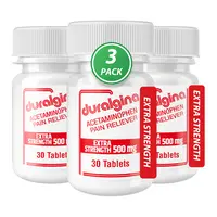 DURALGINA Extra Strength 500mg Acetaminophen Tablets - OTC Pain Relief & Fever Reducer, Fast Acting, Stomach-Gentle, 2.7 oz Family Triple Pack (30-Count Each, 90 ct Total) for Adults & 12 Years+, Bottle