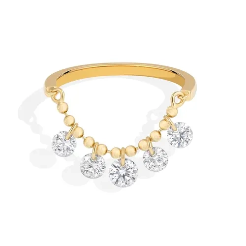 ATTAGEMS 14 karat Gold Plated Copper D VVS1 Moissanite Ring for Adults, Women's Copper/925 Sterling Silver Fine Jewelry, Jewelry Stack, Gifts for Girlfriend GF Gift, Party Daily Accessory RU09