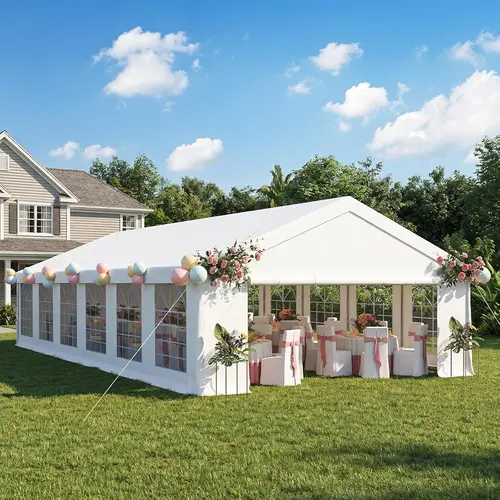 20x40 Party Tent, Heavy Duty Wedding Tent with Enhanced Galvanized Frame and Sidewalls & Built-in Sandbags, Waterproof Event Shelter for Outdoor Weddings, Birthday Parties, BBQ