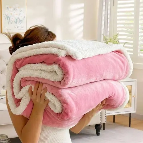 Cosybay Coral Fleece Throw Blanket (50x66 in) - Ultra Soft, Warm, Rustic, Wrinkle Resistant Twin Size Blanket for Sofa, Bed, Ideal for Room Decor, Cozy Aesthetic, Father's Day Gift, Nursery Use,sohochic
