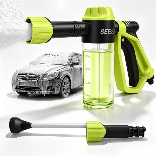 SEESE Car Wash Foam Gun for Garden Hose, Foam Cannon Car Wash Kit with High Pressure Nozzle & 3 Spray Modes, Hose Foam Blaster for Cars, Trucks, RV, Motorcycle Cleaning
