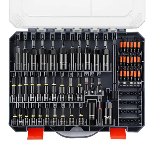 【toolupgrade】VEVOR 80-Piece High Quality Hardware Magnetic Nut Driver Set - Metric & SAE Sizes, Socket Adapters, Bit Holder, Wing Nut Driver, Universal Sockets, Quick Release Extension, Power Bits, Storage Box - Built for Durability Home Improvement Work