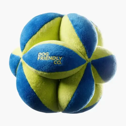 Plush Geo Ball Interactive Treat Toy for Dogs - Chew-Safe Play, Gentle on Teeth & Gums, Pockets for Treats, Universal Size, Snack Time Fun for Light Chewers, Dog-Friendly Pet Supply