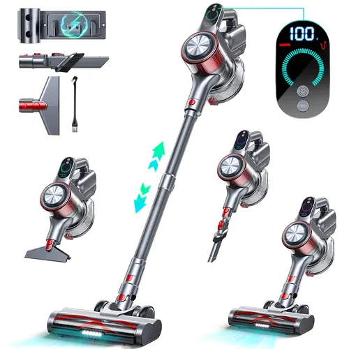 Voweek VC15 & Tagic VC01 Cordless Stick Handheld Vacuums with 400W Brushless Motor, 1.3L Dust Bin, 30 Mins Runtime, Detachable & Washable Filter, US Plug, Anti-Tangle Floor Brush, Converts to Handheld for Pet Hair, Carpet, Hardwood Floors, Cordless Stick,