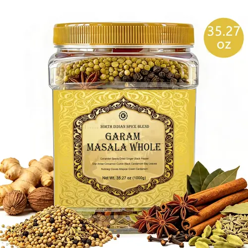 Authentic Whole Garam Masala Cooking Seasoning Blend - 35.27 oz (1000g/2.2 lbs) Bulk Pantry Mix, 12 Premium Spices Herbs Spices Seasonings, Sugar-Free No-Additives All-Purpose Curry Base for Biryani, Pilaf