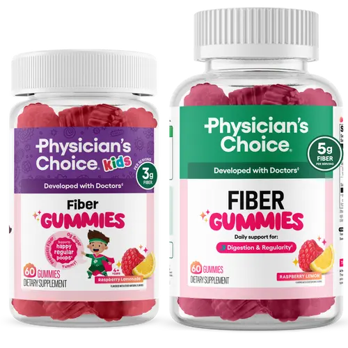 Physician's Choice Family Fiber Gummies Bundle: Kids & Adult Prebiotic Fiber Gummies for Digestive Health & Regularity