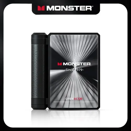 Monster AC530 Open-Ear Mic Headset - Dual-Fold Design, Noise Cancelling Headphones, 165H Long Battery, Bluetooth 6.0 Wireless, Touch Control, Sweatproof, Back to School Headphones for School, Work From Home, Hands Free Driving