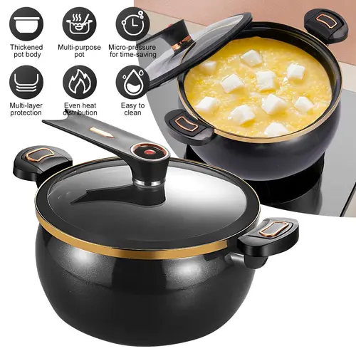 8L/8.45Qt Large Stockpot, Deep Cooking Pot with Lock Handles, Non-Stick Large Cooking Pot with Clear Standable Lid for Soup, Stew & Home Kitchen Cooking