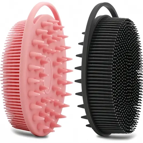 Silicone Body Scrubber - Double-Sided Bath Cleaning Accessory, Exfoliating Bath Tool & Scalp Massager Shampoo Brush for Sensitive Skin, Personal Care for Kids, Adults