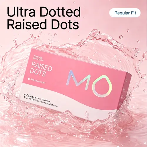 MO SohoChic 2080 Natural Latex Polka Dot Patterned Condoms for Men - Textured Surface, Skin-Friendly Silicone Clean Formula, Comfortable Universal Fit, No Tightness/Irritation, Enhanced Stimulation, 10 Pcs, Free 3-Day Shipping