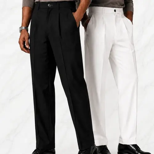 Men's High-Waisted Premium Plain Trousers - Lightweight, Thin, Comfortable, Breathable, Quick-Drying, Pocketed Menswear for Office, Formal, Business-Casual Use,sohochic