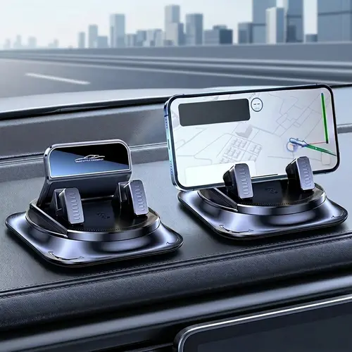 1 × Dashboard Phone Mount for Cars, Father’s Day Gift Car Interior Accessory, Universal 360° Rotatable Holder with Strong Suction Cup, Non-Slip Silicone Base, Adjustable Angles, 1-Handed Install, Anti-Slipping Grip, Surface-Friendly for Driving Navigation