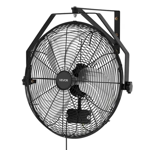 VEVOR 18-in Sturdy Mechanical Control Adjustable Fan - IP44 Dustproof 3-Speed Aluminum Blades Wall-Mounted, 9m/29.5ft Airflow Distance, 360° Cooling Rotation, 2 Mounting Options, Long-Lasting Commercial-Grade for Warehouses/Home Use, Father's Day Gift,too