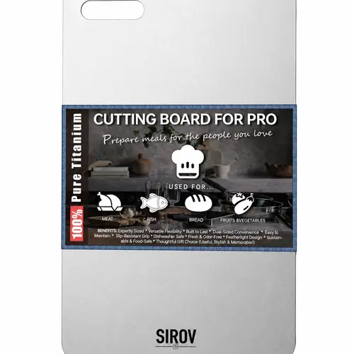 100% Pure Titanium Cutting Board for Kitchen, Non-Toxic Cutting Board, Dishwasher Safe, Odor Resistant, Hygienic & Durable for Meat, Fruits and Vegetables | Summerwins