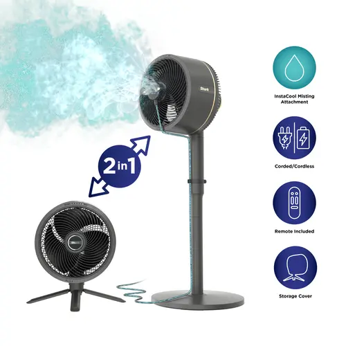 Shark FlexBreeze Fan with InstaCool Mist Attachment, Cordless & Corded, Outdoor & Indoor - FA225