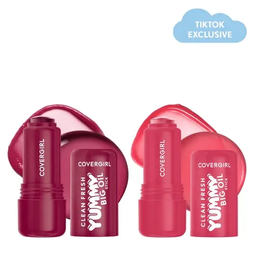 COVERGIRL Clean Fresh Yummy Big Oil Stick Duo, Hydrating Tinted Lip Oil with Dewy Shine