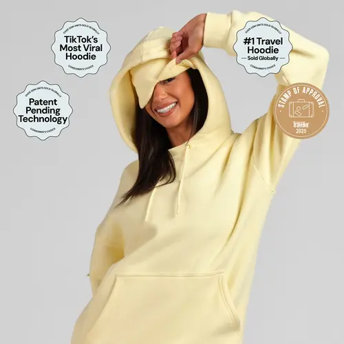 Comfrt | Halo Lightweight Airplane Mode Hoodie | Lightweight Travel Hoodie Built-In Eye Mask Light Fleece