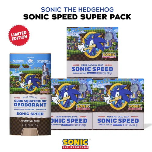 Sonic Speed Super Pack - Dr. Squatch Exclusive Limited Edition Bar Soap and Deodorant Bundle