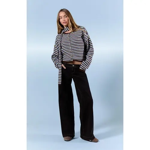 Pacsun Women's Kaia Ultimate Low Rise Baggy Jeans Contrast Stitch Faded Black