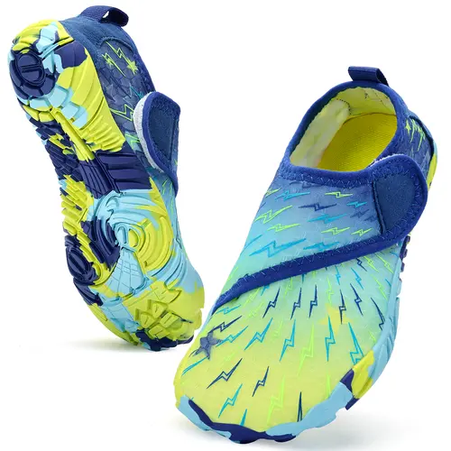 Kids' Barefoot Fit Quick-Dry Fabric Beach Shoes, Non-Slip Velcro Athletic Trainers for Toddlers, Aqua Socks for Pool Surf #BackToSchool,sohochic