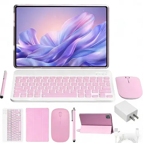 【Toolupgrade】10.1" Android 15 Tablet with Keyboard, Mouse, Stylus, Protective Case, USB Adapter, Wireless Bluetooth Card, Radio, 4GB RAM, 64GB ROM, SD Card Support, Dual SIM, 1280x800 IPS Screen, 13MP Picture Camera, 5000mAh Battery, Valentine’s Day Gift