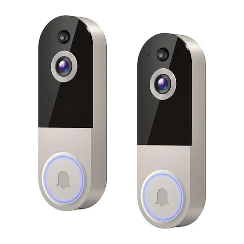 2PC Wireless 1080p Video Doorbell Camera, AI Human Detection, Live View, 2-Way Audio,  Night Vision, 2.4G Wi-Fi, Cloud Storage, Indoor/Outdoor Surveillance Cam
