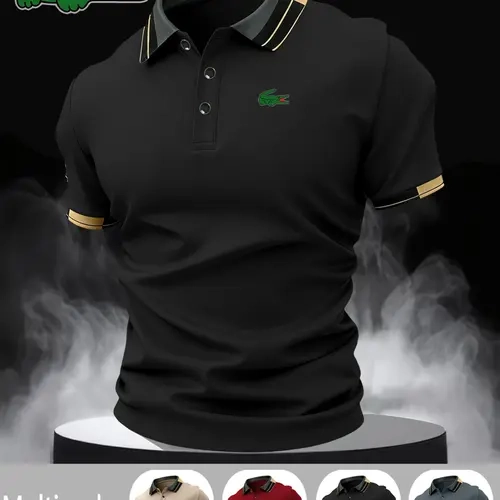 Men's All Seasons Trendy Casual Polo Shirt, Geometric Pattern, Fitted Design, Breathable & Comfortable, Durable High-Quality Fabric
