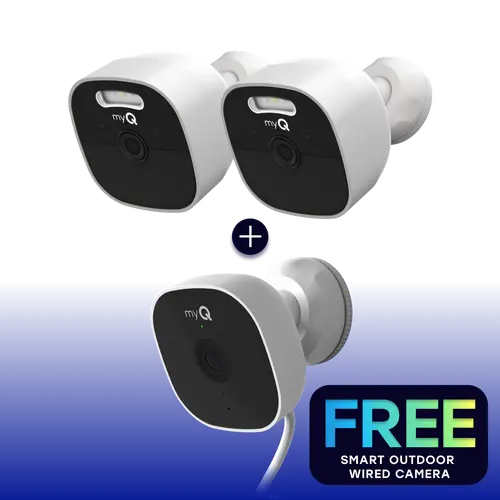 myQ Outdoor Battery Camera 2 Pack + FREE Outdoor Wired Camera
